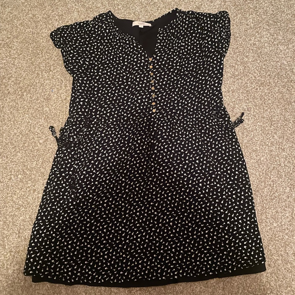 Loft floral tie waist dress